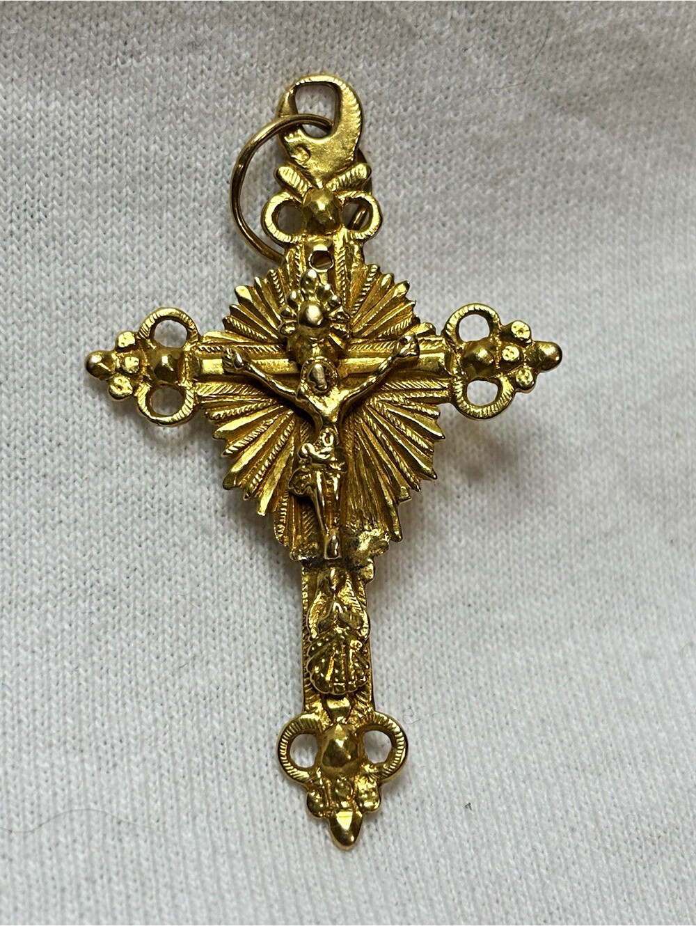 Antique High Karat Gold Crucifix Pendant 4.83g 18K-22K Ornate Jesus Cross